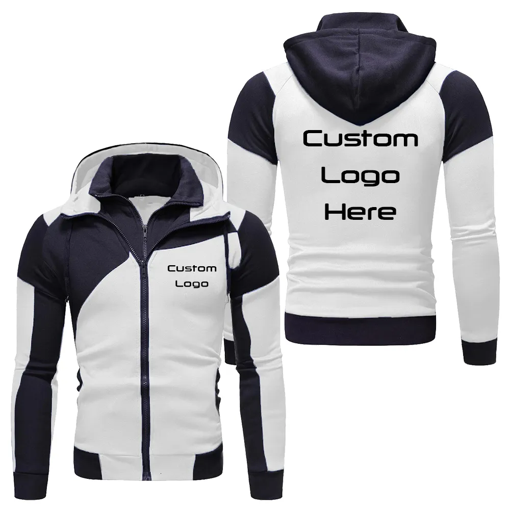 Luvtröjor för herr Anpassad herrjacka Casual Patchwork Zipper Coat Vår Höst Hoody Sweatshirt Your Drop 221202