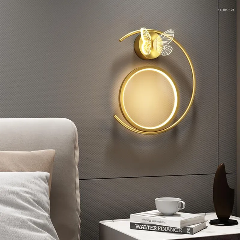 Wall Lamps Butterfly Lamp Bedroom Bed Simple Modern Light Luxury Living Room Corridor Nordic Creative Background