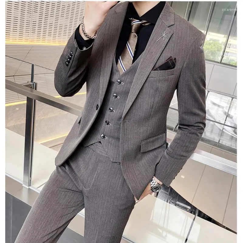 2022 Mens Wedding Suit Set Full Jacket, Vest, And Pants High Quality