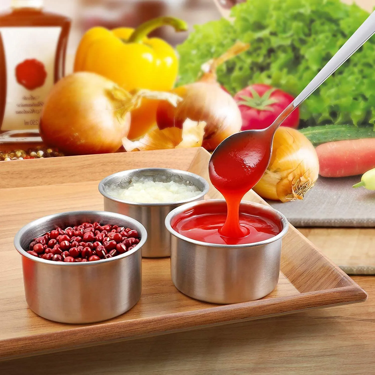 Récipients de stockage d'aliments Contenants de vinaigrette en acier inoxydable Dips Sauce à condiments Mini boîtes de préparation de repas Couvercle en silicone étanche pour le travail et l'école 221202