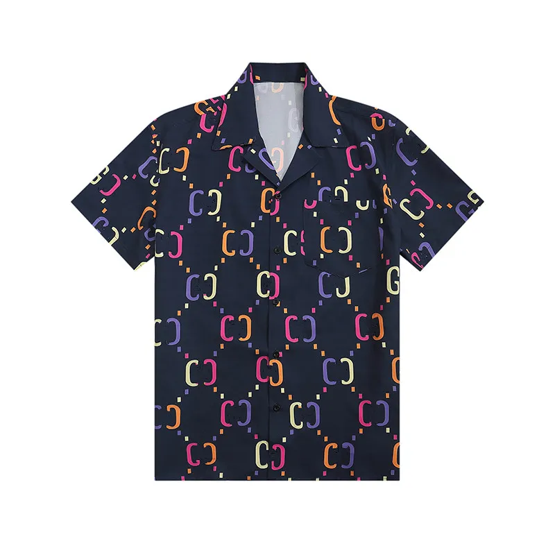 Brand Beach Shirts Men Viutonity Short Sleeve Silk Louiseity Shirt Man Cardigan Blouse Hawaii Floral Print Luxury Designer Dress Shirt O 7759