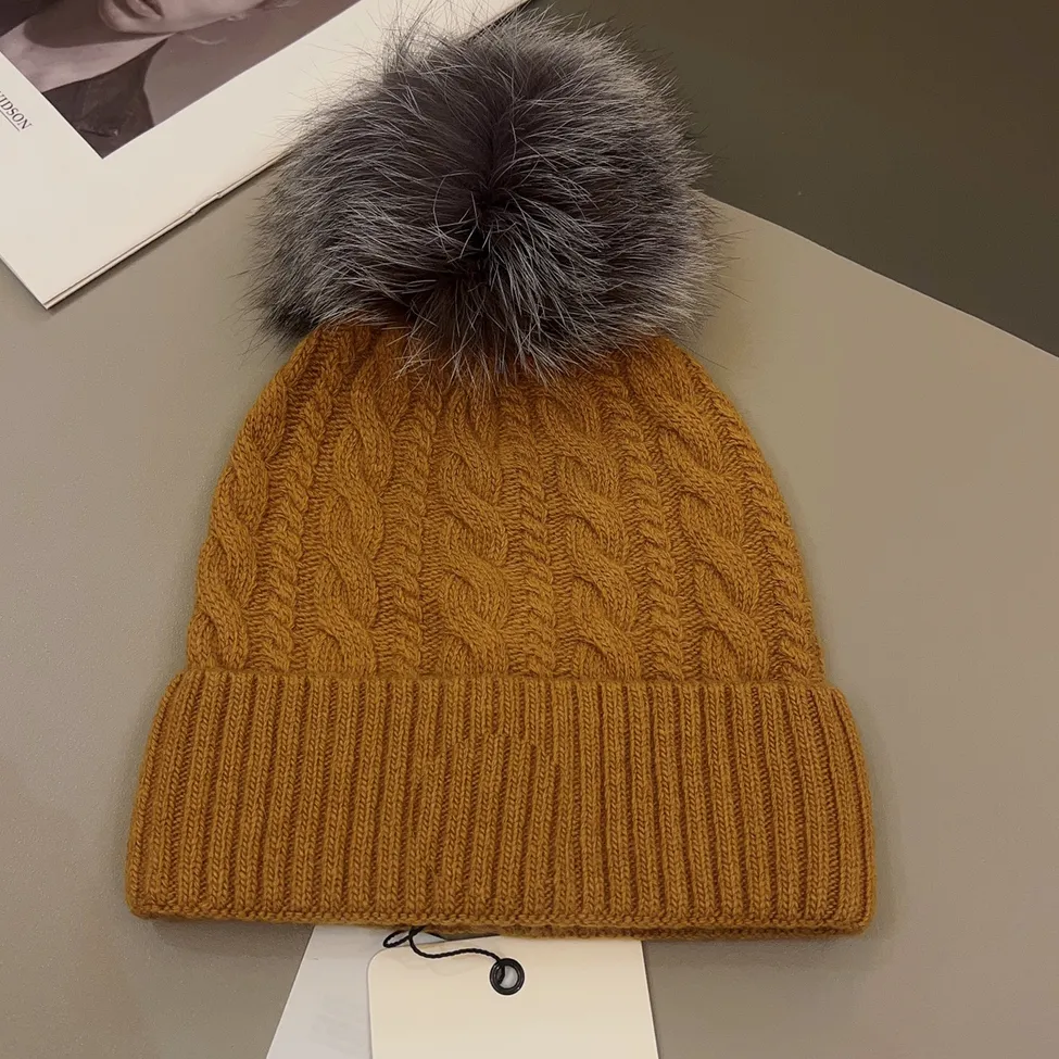 Yün Beanie Şapka Kürk Pom Pom Kafatası Kapağı Kış Sıcak Kadın Kayak Şapkaları Hediyeler