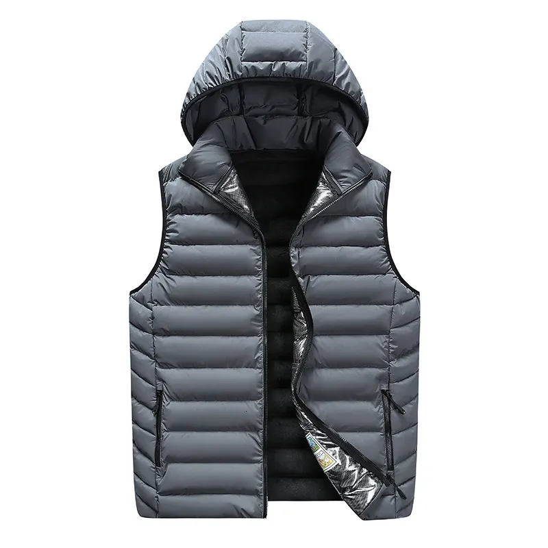 Men's Vests Autumn Winter Vest Men Outdoor Casual Hooded Windbreaker Cotton Padded Mens Vests Sleeveless Jacket Outerwear Plus Size 4XL8XL 221202