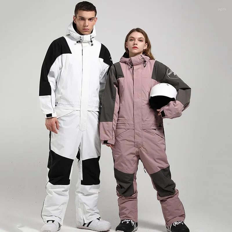 Vestes de ski 2022 Combinaison de ski d'hiver pour femmes, combinaison imperméable une pièce pour Sports de plein air, respirante, Double planche, vêtements de neige chauds pour hommes