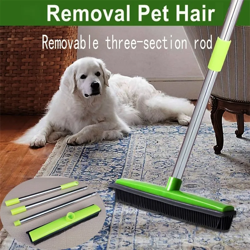 BATROMS DUSPANS PET HAIR RUBBER FLORE BREDT for Carpet Dog Remover Silicone Househeld Cleaning Squeegee مقبض طويل قابل للتعديل 221202