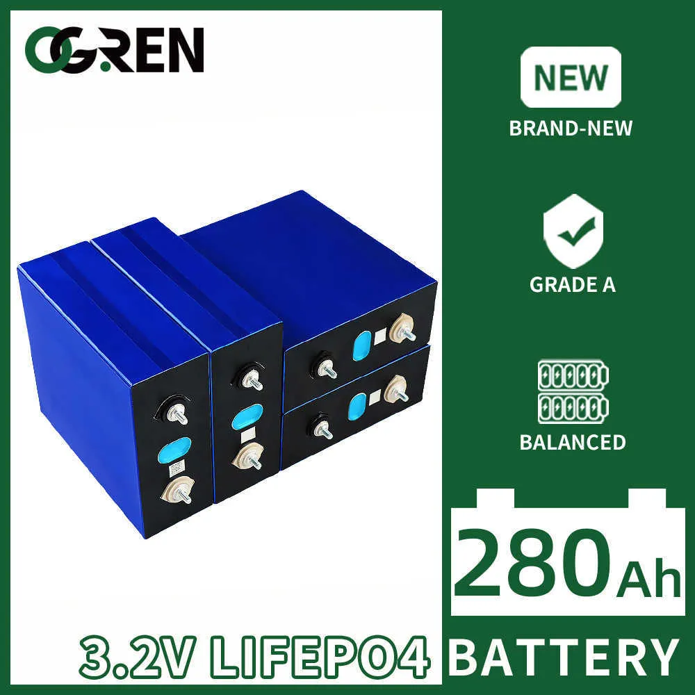 4/16pcs LIFEPO4 Célula de bateria 280AH 3,2V Fosfato de ferro de lítio Batterias solares para 12V 24V 48V Boat Golf Cart Forklift