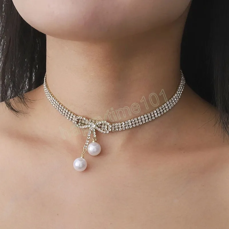 Luxury Pearl Heart Necklace Beaded Choker Necklace Penadnt Chain Necklaces Valentines Day Bridesmaid Gift Boho Jewelry