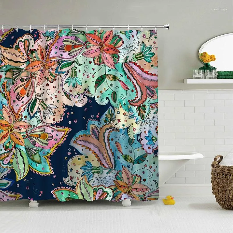 Shower Curtains 3d Flowers Bathroom Waterproof With Hooks Home Decoration Polyester Fabric Print Bath Screen