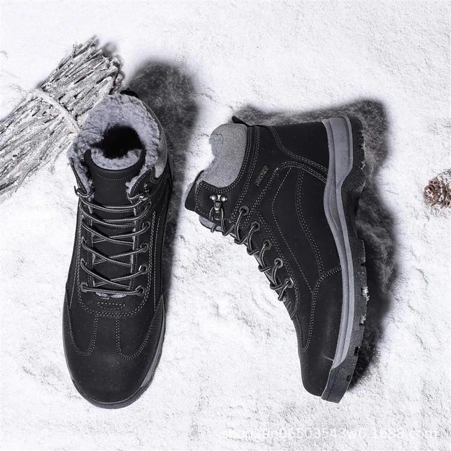warm mens boots winter large men snow bootss velvet padded hightop cotton shoes waterproof nonslip short classic249n