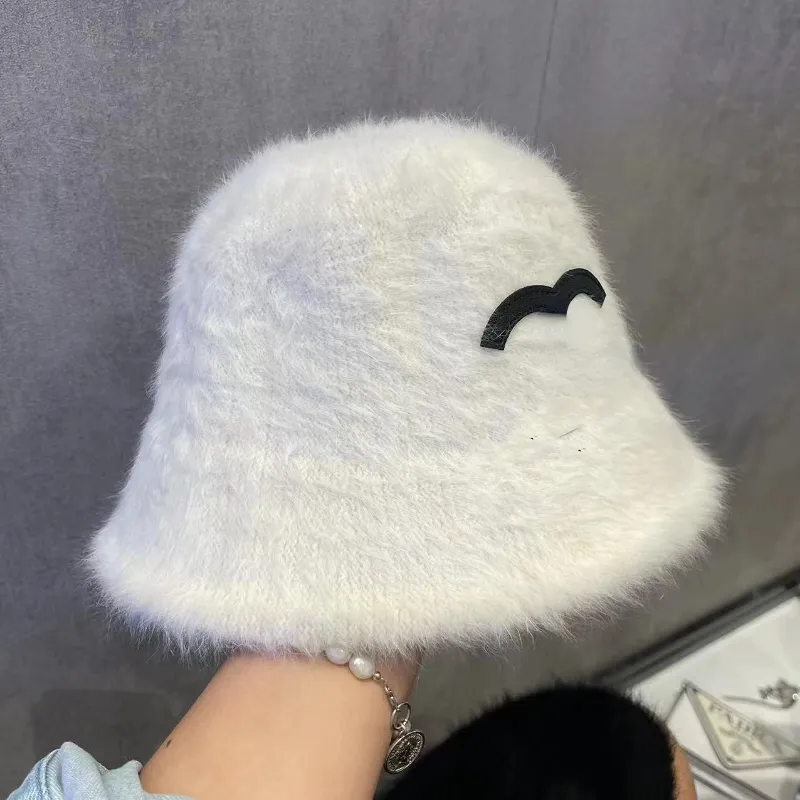 Rabbit Fur Bucket Hat Winter Warm Fisherman Hats Fluffy Caps