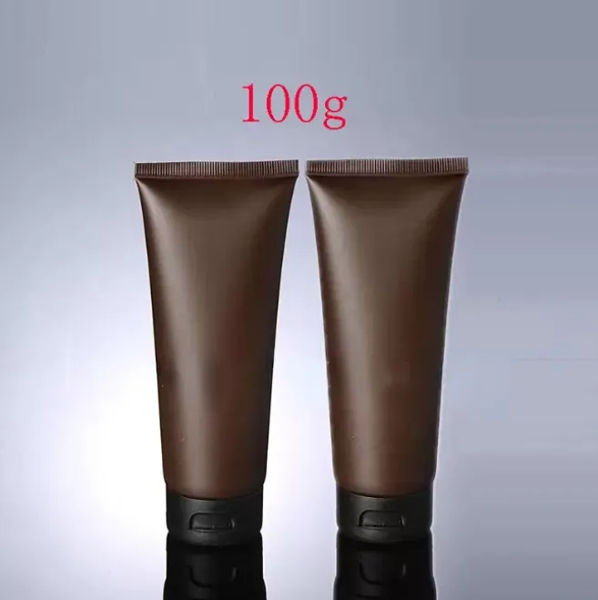 100g X 50 Portable Empty Brown Soft Tube For Cosmetic Packaging 100ML Lotion Cream Plastic Bottle Skin Care Cream squeeze Containers Tube