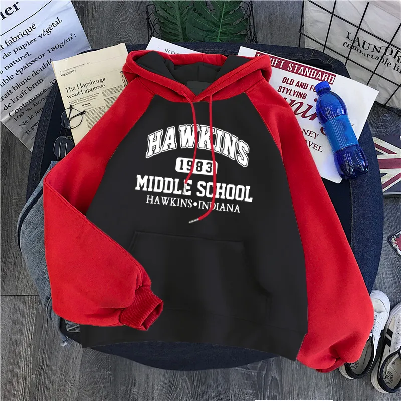 Herrtr￶jor tr￶jor varum￤rke 1983 Middle School Print Hoody Men Raglan Sleeve Sweatshirt Fashion Warm Hooded Winter Fleece Casual Streetwear 221202