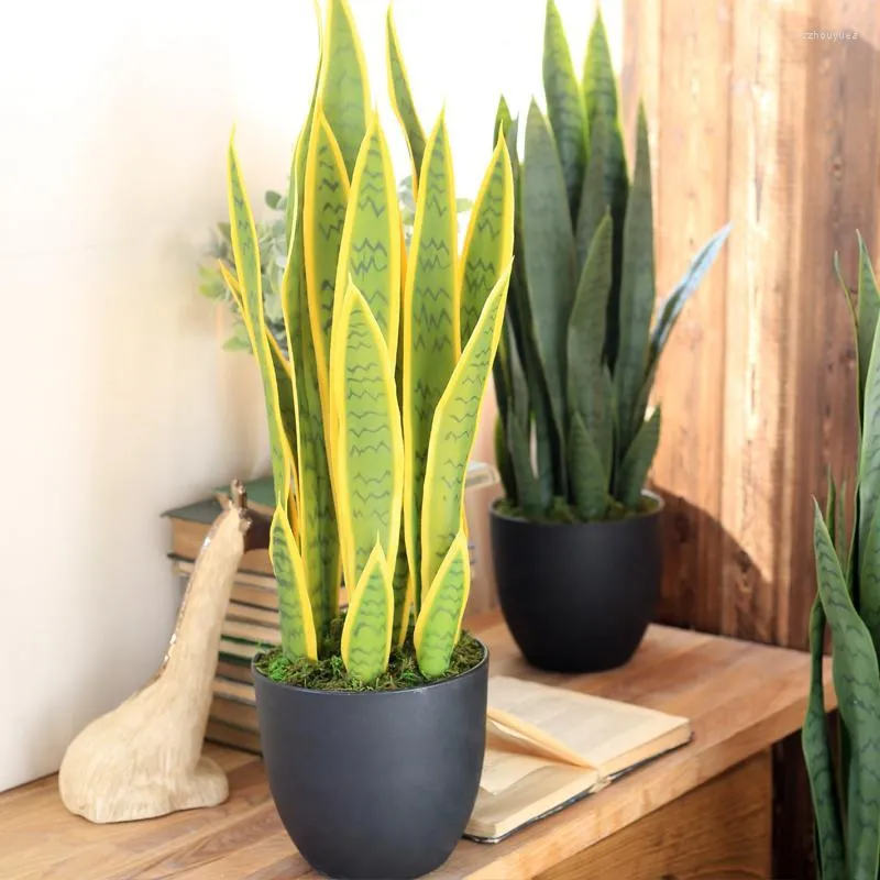 장식용 꽃 인공 즙이 많은 용설란 모 놀리 식 열대 잎 지점 사막 식물 Sansevieria trifasciata prain home 장식 가짜