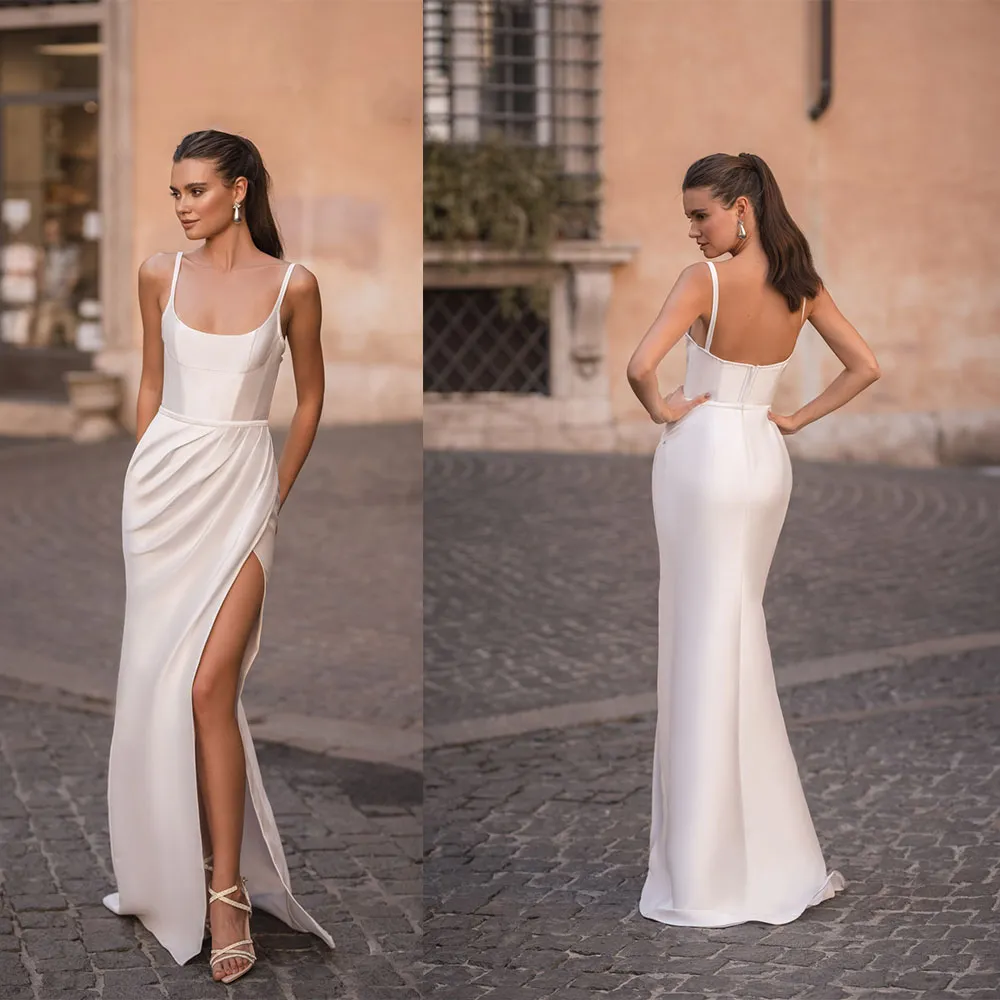 LASPIA Abito Lungo Estivo Donna | Scollo Ad Anello, Spalline, Pieghettato | Matrimonio Ospite | Taglie S-XL