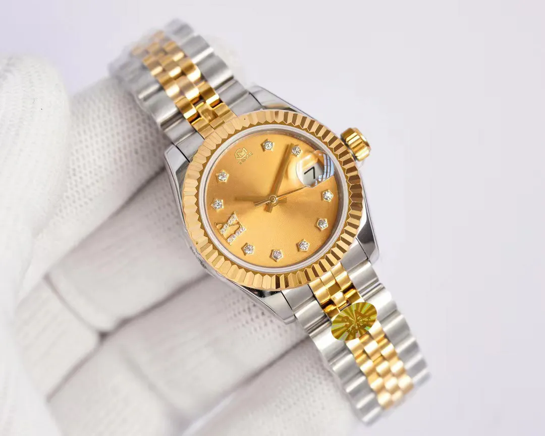 Relojes de mujeres Mudging mecánico completamente automático Caso de acero inoxidable Estilo simple y versátil adecuado para todo tipo de ropa