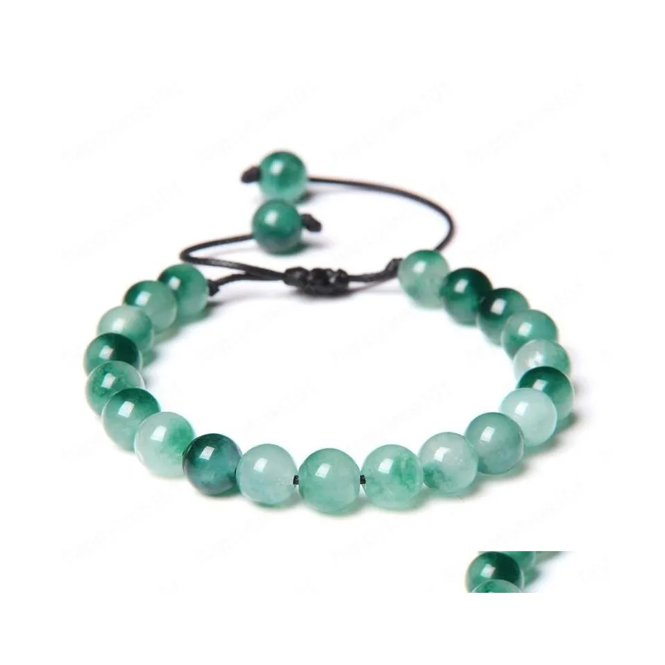 Kralen natuursteen gevlochten armband groene turquoises kralen verstelbare touwarmbanden voor mannelijke vrouwelijke creatieve cadeau drop levering JE dhob7