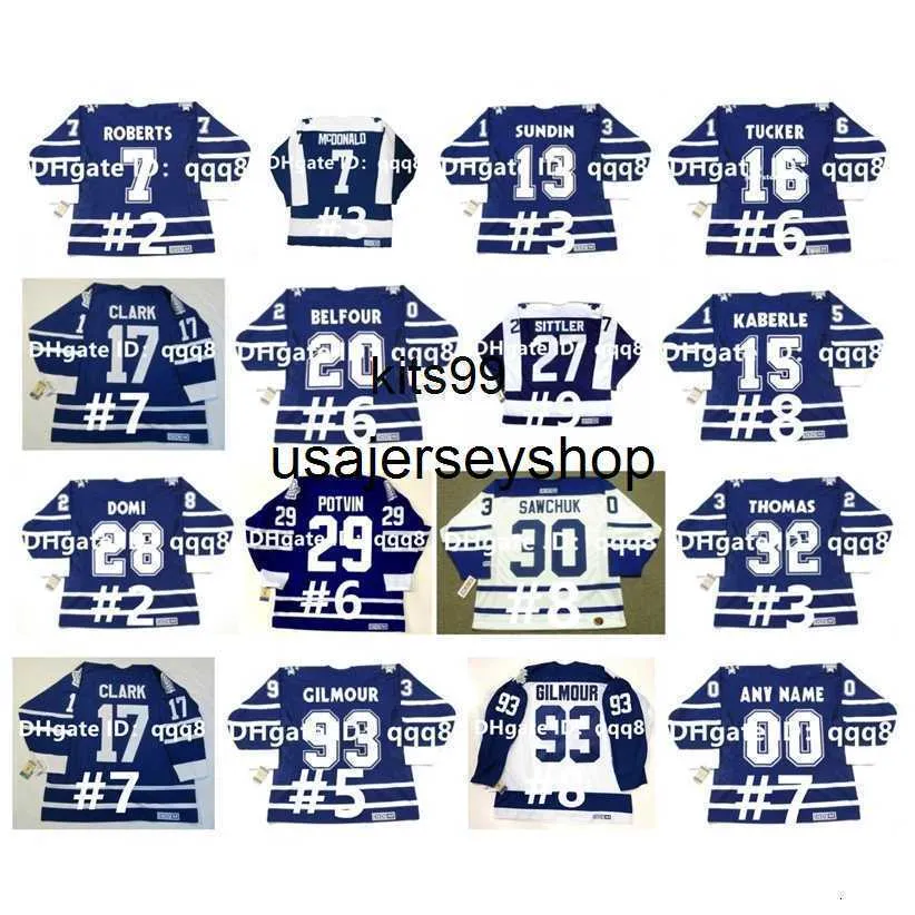 Jay Vintage CCM Leafs Hockey Maglie Alexander Mogilny DARRYL SITTLER TERRY ED BELFOUR MATS SUNDIN DOUG GILMOUR TIE DOMI CURTIS JOSEPH