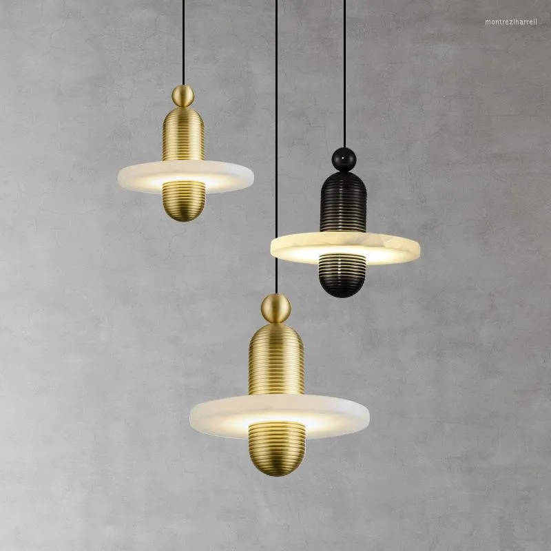 Lâmpadas pendentes Lâmpada criativa de material de pedra LED para jantar Rom/Bedroom Home Light Indoor Freptle