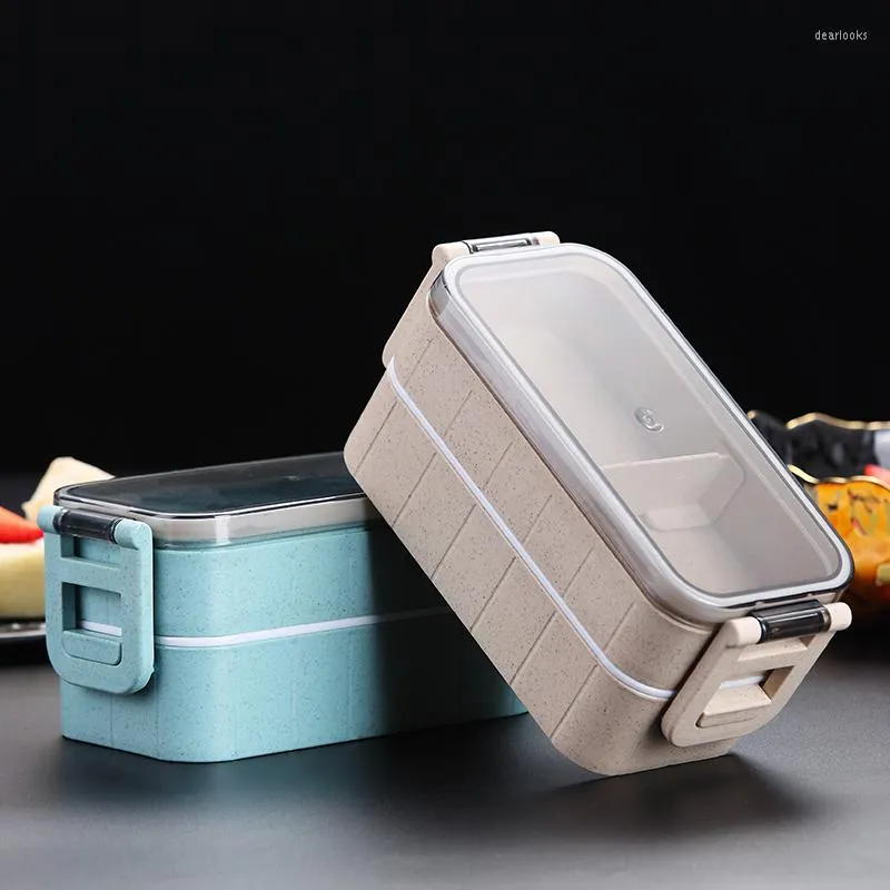 Ensembles de vaisselle Rangement pour garde-manger Contenants de préparation de repas Bento Boîtes à lunch Vaisselle de pique-nique Boîte à lunch emballée en plastique Chauffée au micro-ondes Pour