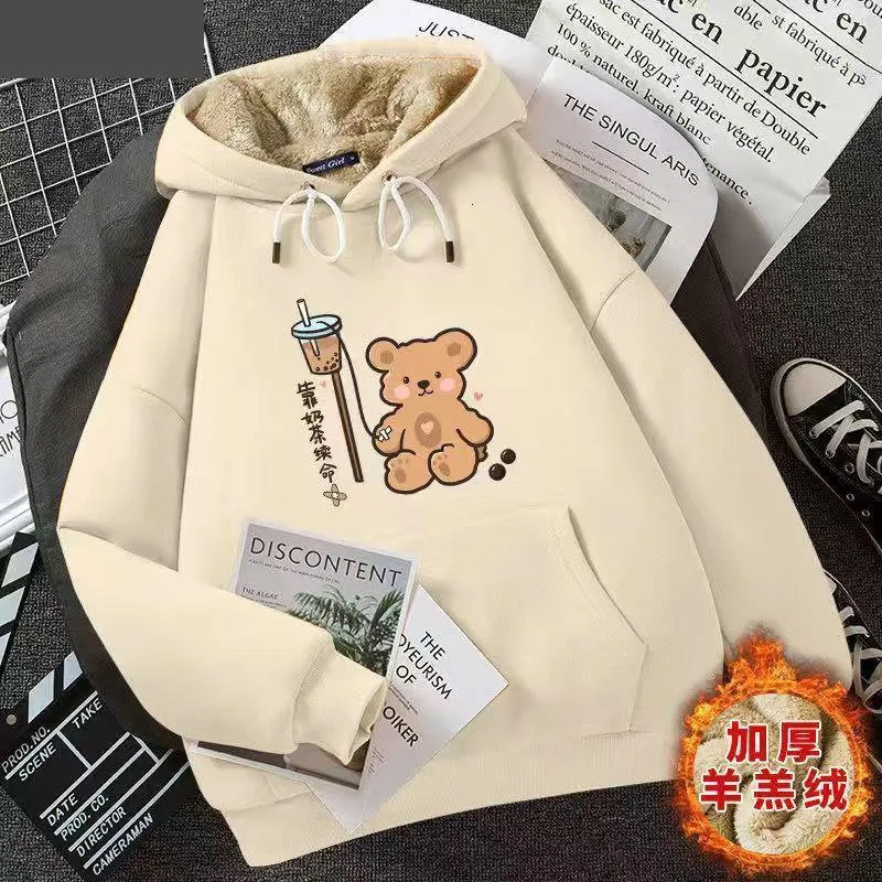 Sweats à capuche pour femmes Sweatshirts Automne Hiver Rouge À Capuche Mode Année Du Bœuf Bonne Chance Imprimer Harajuku Peluche Pull Lâche Femmes Sweat Épais Manteau 221202