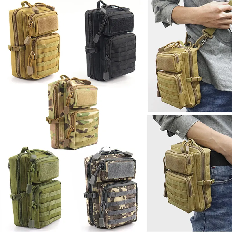 Utomhuspåsar multifunktion Taktisk påse Militär Molle Hip midja EDC Bag Wallet Purse Telefonhållare Camping Vandring Hunting Fanny Pack 221203