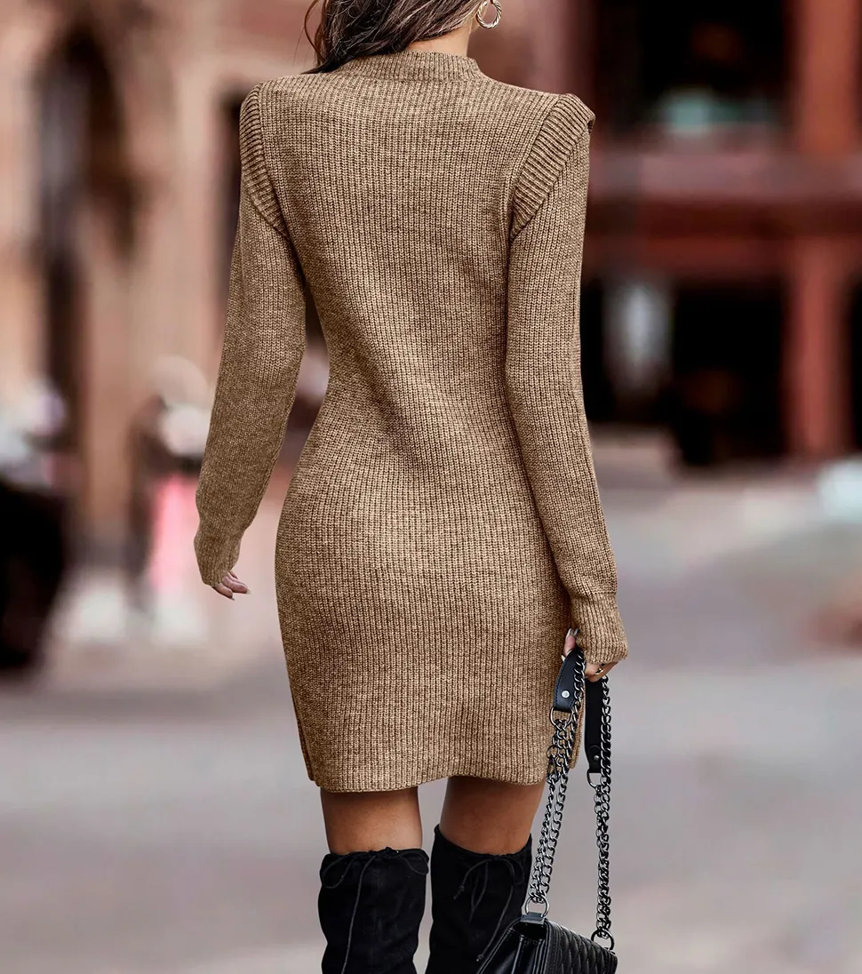 Long Sleeve Knit Dress Women Winter Casual Acrylic Pullover Crew Neck Above  Knee from Dhgate Basic & Casual Dresses - price 32.36