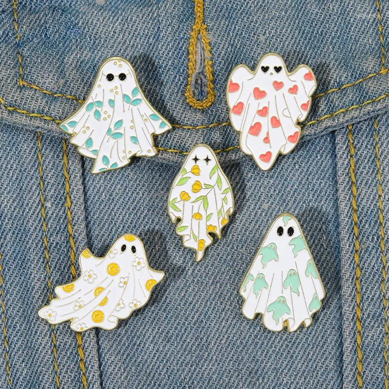 Brooches Coconal Enamel Pins Custom Halloween Spooky Ghost Lapel Badges Cartoon Funny Jewelry Gift For Kids Friends