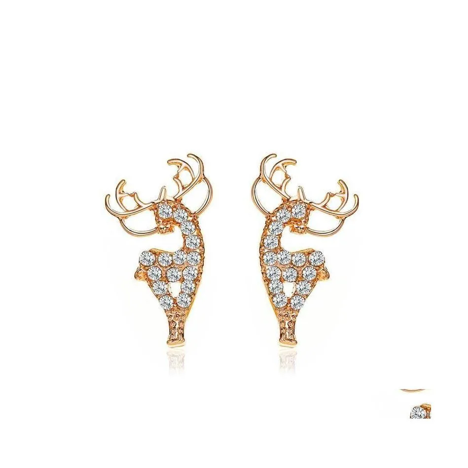 Stud Christmas Gift Diamond Elk Stud oorbellen European Alloy Deer Vorm Ear Nail Women Souvenir Festival Dierring Mode Jood Dh0mg