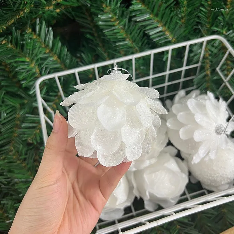 Decorazioni natalizie 3 pezzi palline di neve bianche palla di piume vintage pendenti per albero di natale ornamenti appesi decorazione per la casa giocattolo per bambini