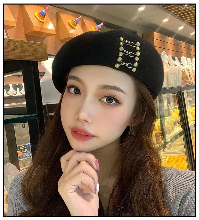 Berets Fashion Brimless Baret Lolita Beret Hat For Women Fall Winter French Designer British Painter Octagonal Hats Girls