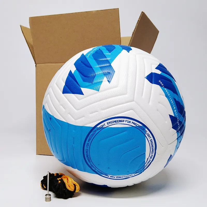 Balls Custom Soccer Ball Football Match Training Blue Size 5 High Quality PU Seamless Printing Team Name 221203