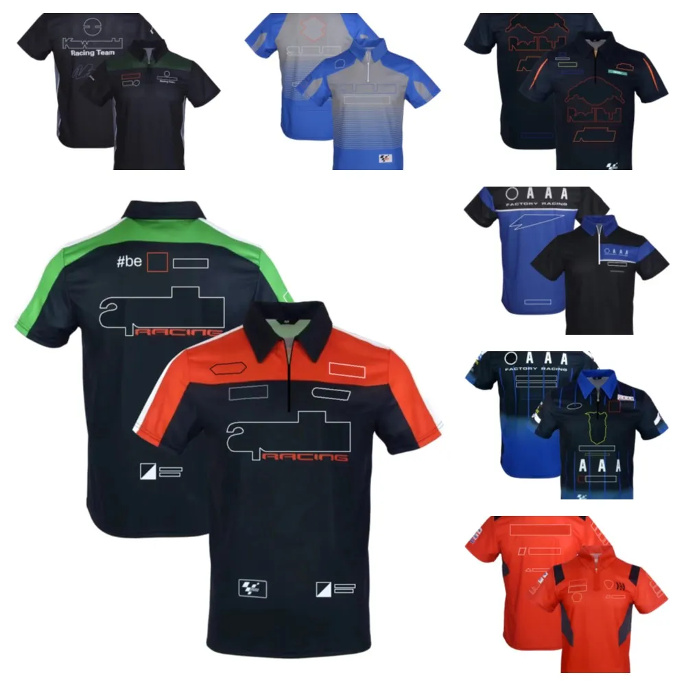 New moto racing suit lapel POLO shirt clothes team overalls short sleeve T-shirt men's custom