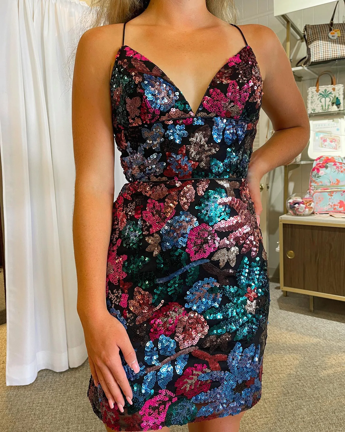 Floral sequin gown hot sale