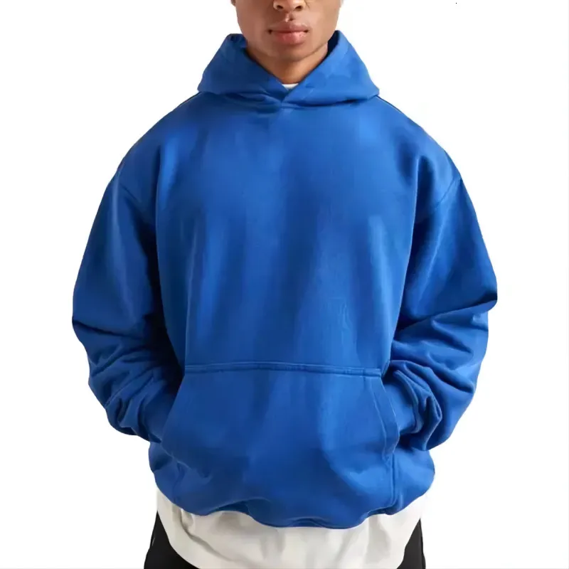 Y2K Mens Casual Unisex Oversized Fleece Hoodie Solid Color