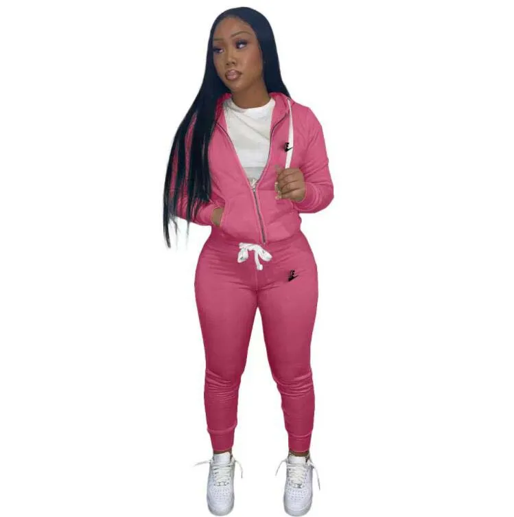 Casual Women Tracksuits Two Piece Set Designer Autumn New Style Side Split Letter Pattern Printing Outfits 22 Colours