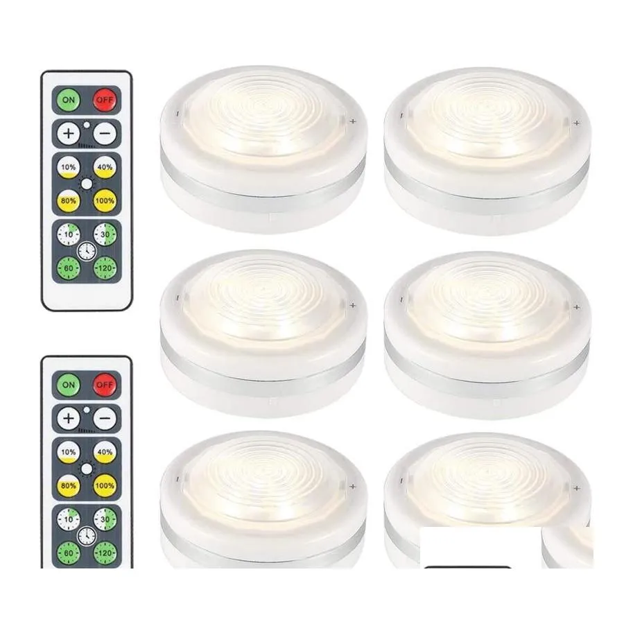 Cabinet Light 6 Pack Wireless Led Puck Lights With Remote Control Dimmable Lighting Battery Powered Closet Under Count Otbvy