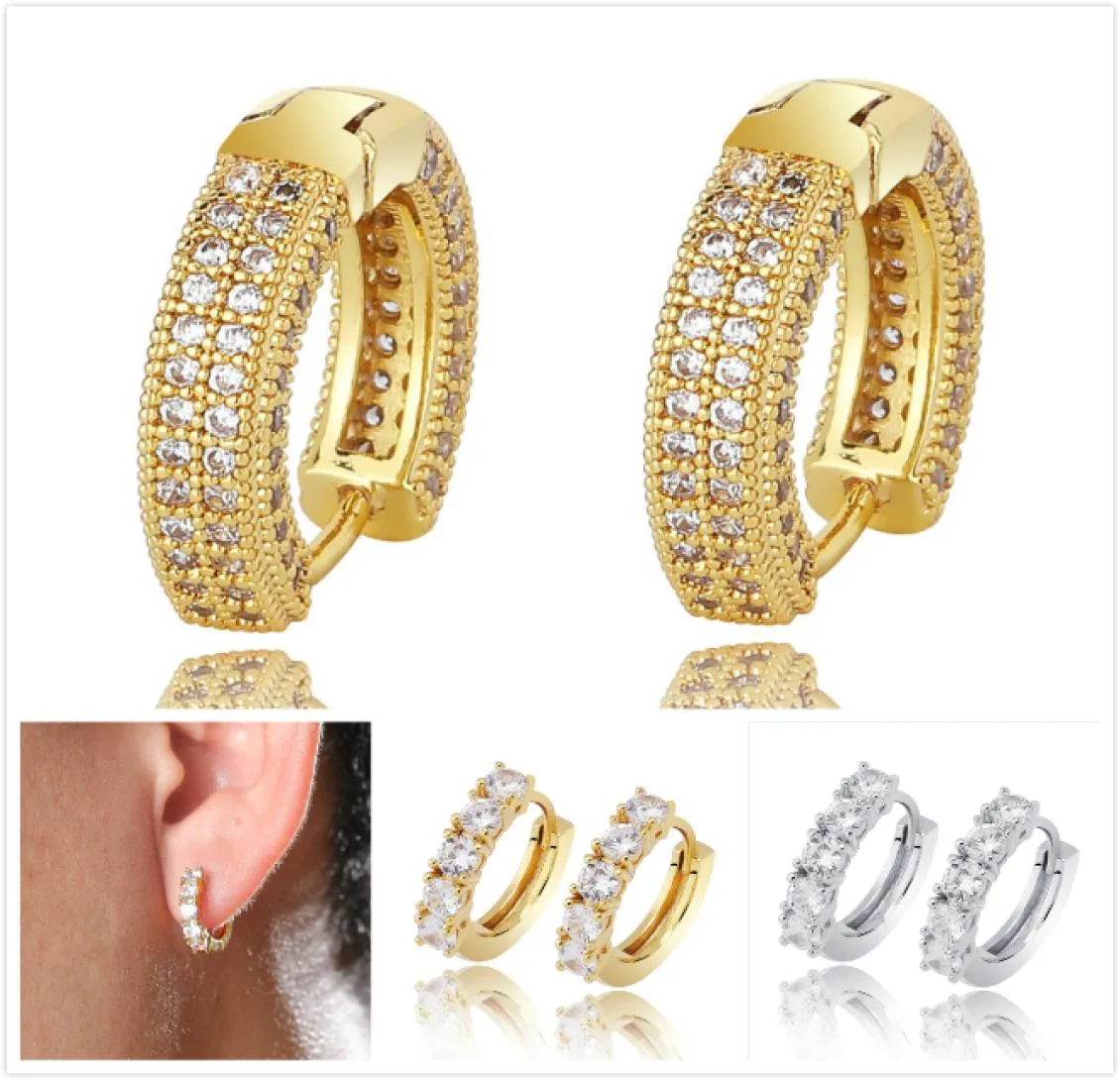 Новая мода персонализированная 18 -каратная золотая покрытая кубическая кубическая циркония алмазные серьги мужские женские женские хип -хоп сорваны ювелирные изделия для 9300444