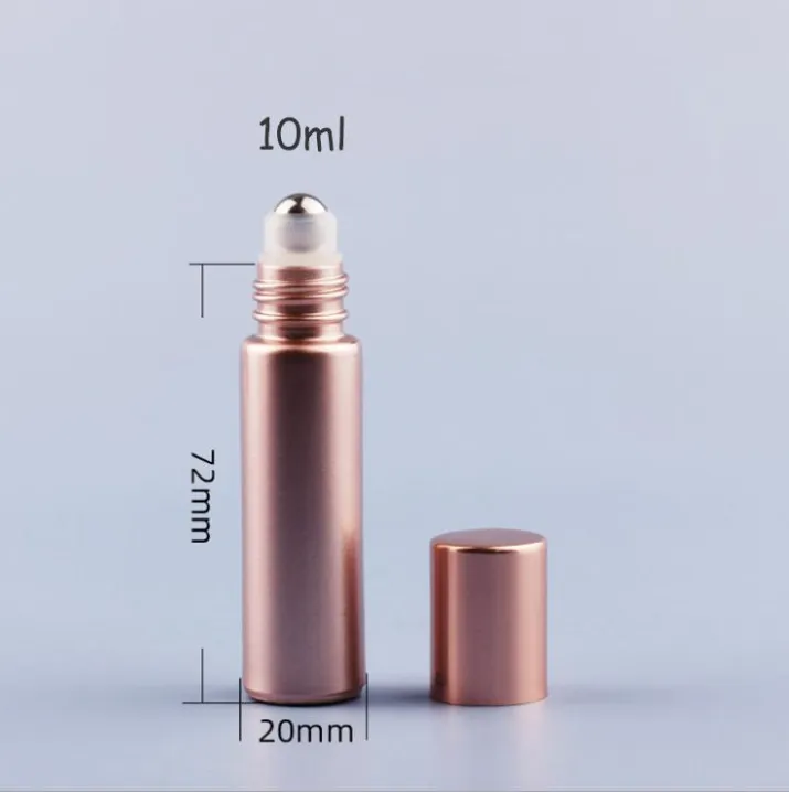 5ml 10ml Roll On Perfume Clear Bottle Glass Metal Roller Ball Essential Oil Fragrance Container Rose Gold