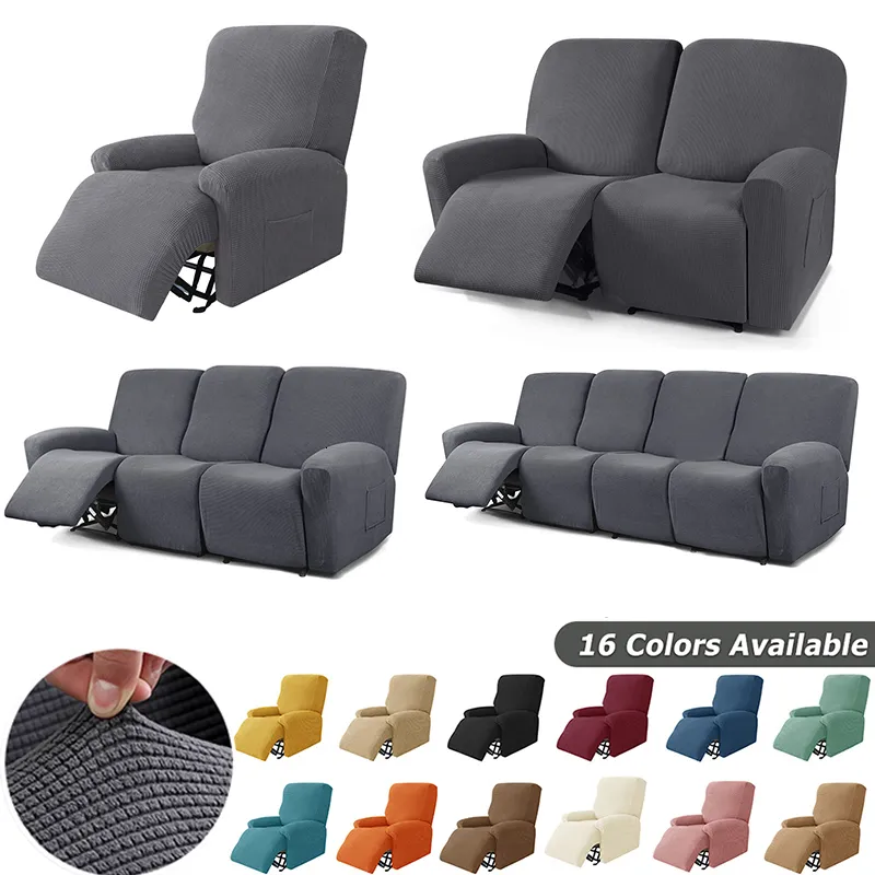 Chair Covers 1/2/3/4 Seater Knitted Recliner Sofa Lazy Boy Relax Armchair Cover Elastic Protector Lounge Home Pets Anti-Scratch 221202
