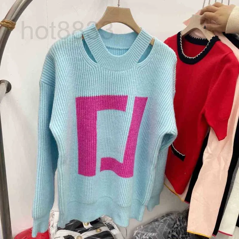 Suéteres de mujer diseñador Moda mujer suéter sudaderas con capucha de lana de punto doble letra F marca cuello redondo jersey camisa para mujer manga larga casual XU15