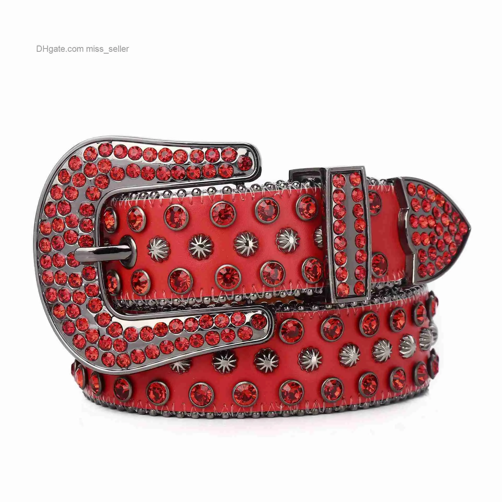 2022 Designer Belt BB Simon Rhinestone Belt High-End Men's and Women's Belt Hip Hop Punk Style Outdoor Trend mångsidig Miss Seller