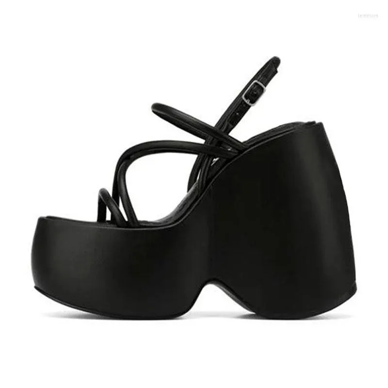 Sandals 2022 Ladies Ankle Strap Super High Heels Platform Wedges For