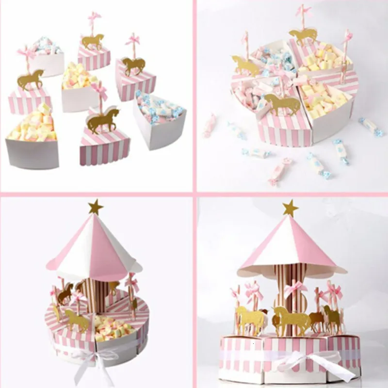 Gift Wrap Creative Paper Cake Kids Decoration Carousel Box Wedding Favors Souvenirs Guests Party Baby Shower Anniversaire 221202