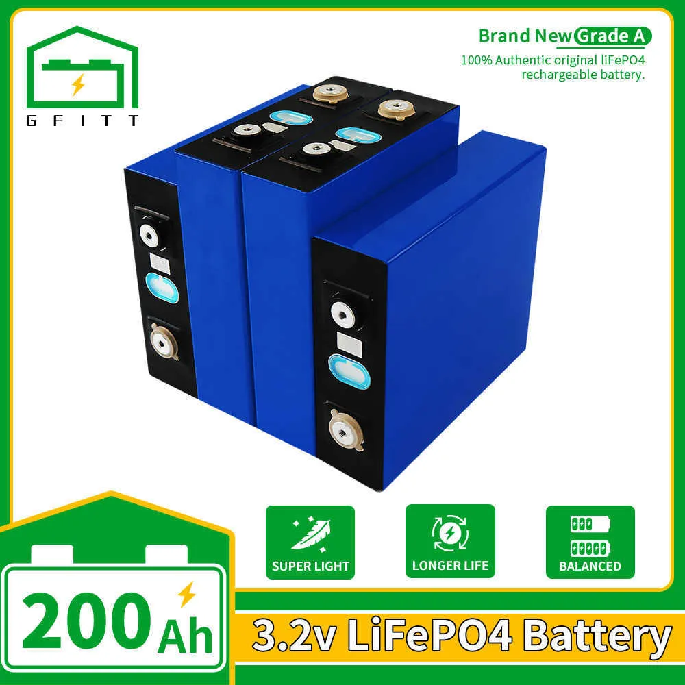 Brand New 4-32PCS 3.2V lifepo4 200Ah battery diy rechargeable battery for Electric Touring car RV solar cell EU US Tax exemption
