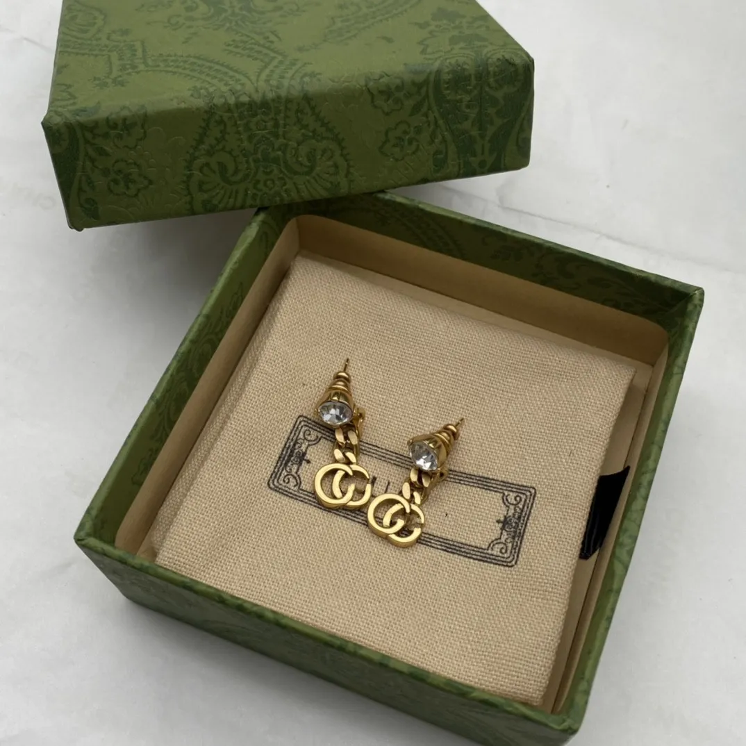 2023 oorbellen Designer voor dames stud luxe goud hartvorm parel kristal goud dubbele letter 925S zilveren sieraden klassiek 8949