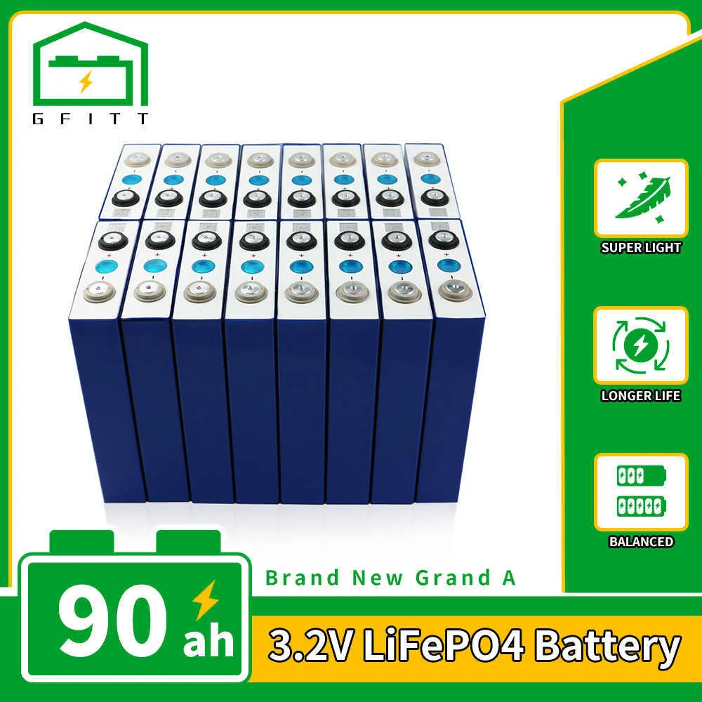 Yeni 4-32pcs 3.2V Lifepo4 90AH Pil DIY Şarj Edilebilir Pil Paketi Elektrikli Tur Arabası RV Güneş Pili AB ABD Vergi Muafiyeti