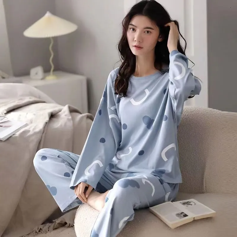 Hemkläder Pyjamas Ladies Spring and Autumn Long Sleeve Thin Section Womens Winter Stor storlek Casual Homewear Set 221202