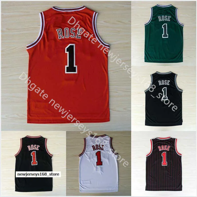 Jersey Mens Stitched 1 Derrick Rose Jersey Embroidery Basketball Black Red White Green Men Jerseys Size S-2XL