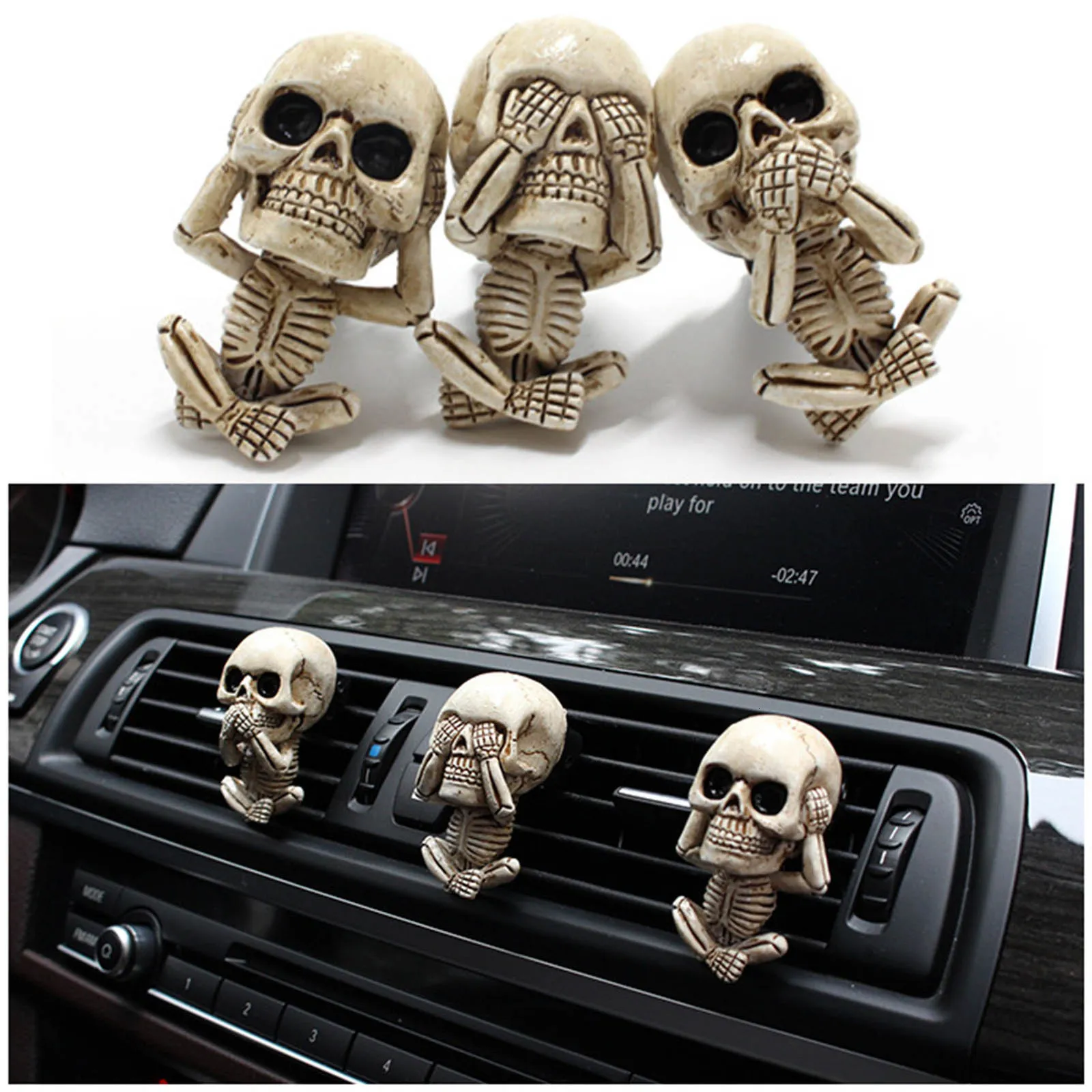 Dekorativa föremål figurer Creative Bone Skull Diffuser bildekor Fabrikspris Dark Magic Parfume Fragrance Clip Auto Vent Air Freshener Scent Parfum 221203