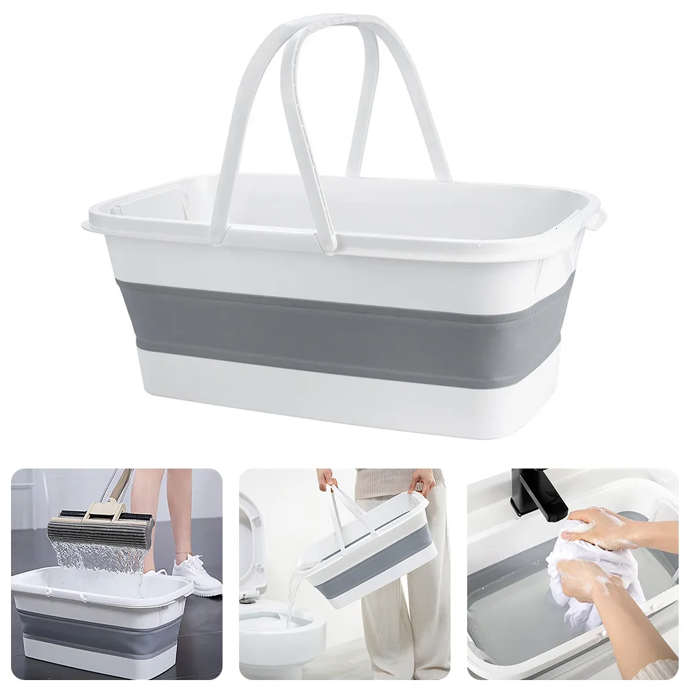 Buckets Foldable Wash Basin Mop Portable Collapsible Fishing Retractable Camping Car Home Ceaning Tools 221203